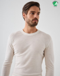Koszulka męska z wełny merynosów (100%) - długie rękawy  - kremowa - prod. DILLING