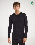 Koszulka męska z wełny merynosów (100%) - długie rękawy - delikatny dopasowujący splot - czarna - prod. DILLING   