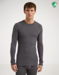 Koszulka męska z wełny merynosów (100%) - długie rękawy - delikatny dopasowujący splot - grafitowa/ciemnoszara - prod. DILLING