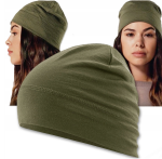 Czapka sportowa beanie UNISEX z wełny merynosów 100% - cienka - zielona -  Beechfield