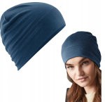 Czapka sportowa beanie UNISEX z wełny merynosów 100% - cienka - niebieska -  Beechfield 