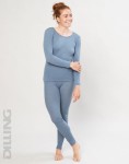 Legginsy damskie z wełny merynosów (100%) - dopasowany krój -  niebieski jasny (prod. DILLING) 