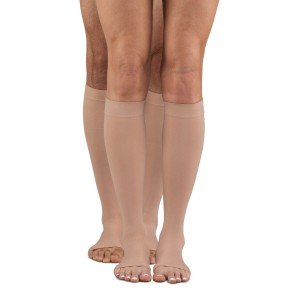 Podkolanówki przeciwżylakowe uciskowe II klasy kompresji - ucisk 23-32 mmHg - PALCE OTWARTE - włókno Q-skin® - UNISEX - beżowe i czarne - prod. Albert Andrè  