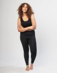 Legginsy damskie z wełny merynosów (100%) - szeroka wygodna gumka w pasie - czarne - prod. DILLING