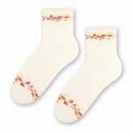 Skarpety - zakostki damskie bawełniane - ecru - Steven