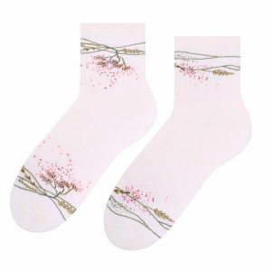 Skarpety - zakostki damskie bawełniane -ecru - Steven 