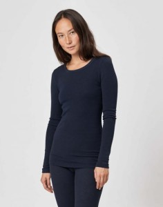 Koszulka damska z wełny merynosów (100%) - długie rękawy - morski granat - prod. DILLING   