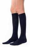 Podkolanówki damskie z wełny merynosów (71%) - granatowe - Steven      