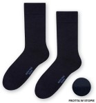 Skarpety męskie  z wełny merynosów (77%) - wełniane frotte pod stopami - bezszwowe - granatowe - Steven       