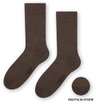 Skarpety męskie  z wełny merynosów (77%) - wełniane frotte pod stopami - bezszwowe - brązowe - Steven       