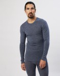 Koszulka męska z wełny merynosów (100%) - długie rękawy - kolor niebieski granit - prod. DILLING 