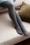 Rajstopy damskie z wełny z merynosów (71,5%)  - gładki splot - szare - melanż - Steven  