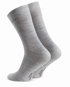 Skarpety męskie garniturowe z wełny merynosów (67%) - szare - Steven            