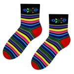 Skarpety damskie bawełniane - łowicka czerń - Steven         