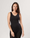 Podkoszulka damska z mieszanki  wełny merynosów (70%) i jedwabiu (30%) - na ramiączkach - czarna - prod. DILLING   